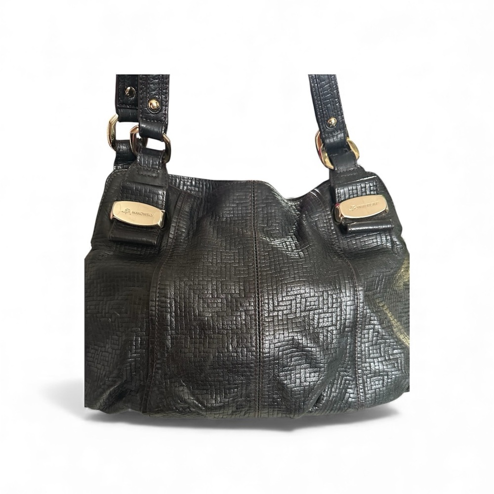B. Makowsky Black Textured Shoulder Bag